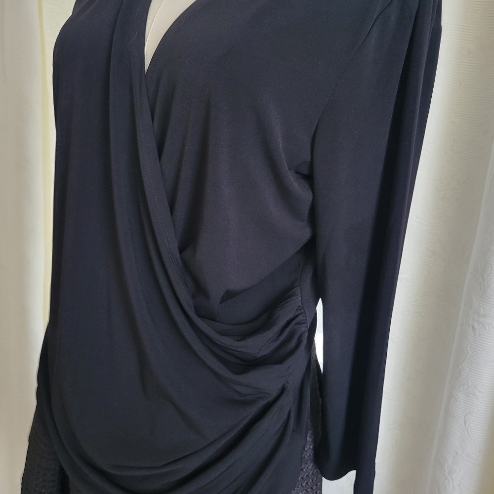Coldwater Creek, Faux wrap top, Black,  Size M
